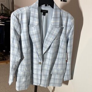 Halogen Sky Blue Checkered Blazer